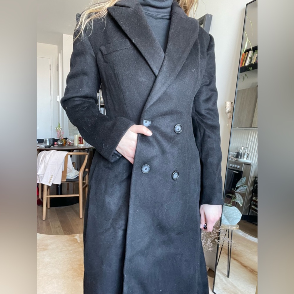Women’s Black Double-Breasted Wool Coat